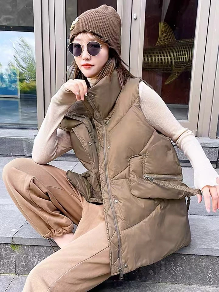 18405宽松立领羽绒马甲女秋冬款