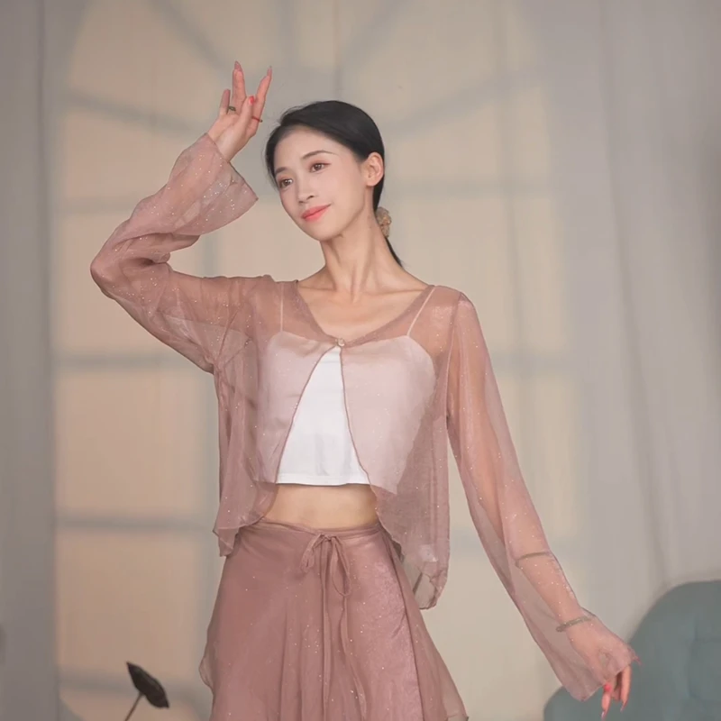 新款古典舞纱衣女宽松透气显瘦练功服形体中国民族舞飘逸演出服装