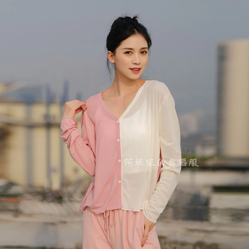 舞蹈服拼色新款宽松开衫练功服中国古典舞现代舞飘逸日常跳舞罩衫