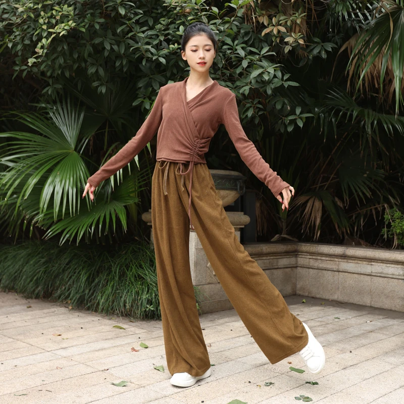 现代舞秋冬新款直筒显瘦柔软舞蹈服裤子中国舞古典舞爵士舞练功裤