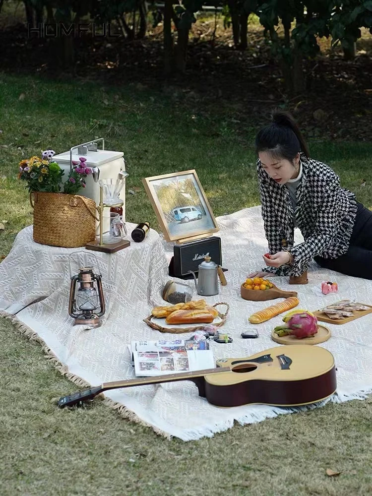 HOMFUL皓风野餐毯 ins风便携户外餐垫毯披肩春游露营草坪地布地毡