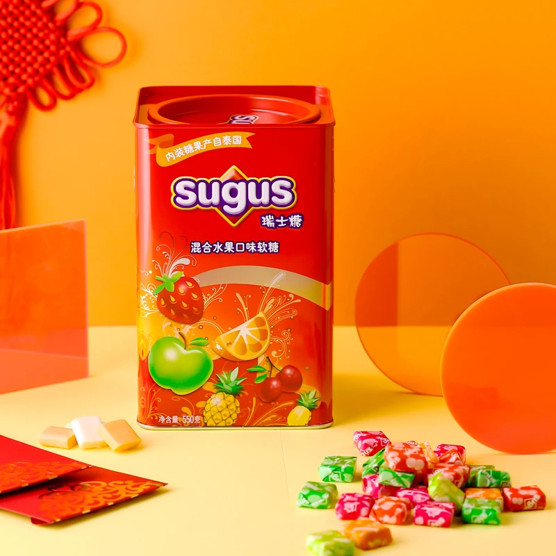 瑞士糖Sugus混合水果味413g/550g送礼铁盒装年糖解馋零食聚会进口