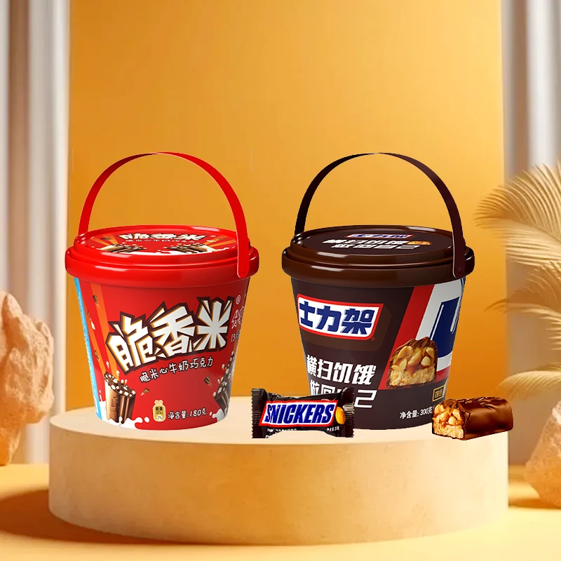 【士力架】花生巧克力300g/桶(15条)+脆香米巧克力180g/桶(15条)