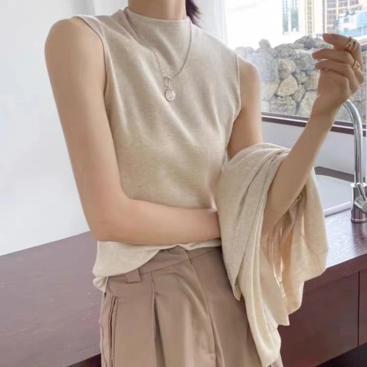娜娜 时尚薄款新款无袖半高领打底衫ZH-212