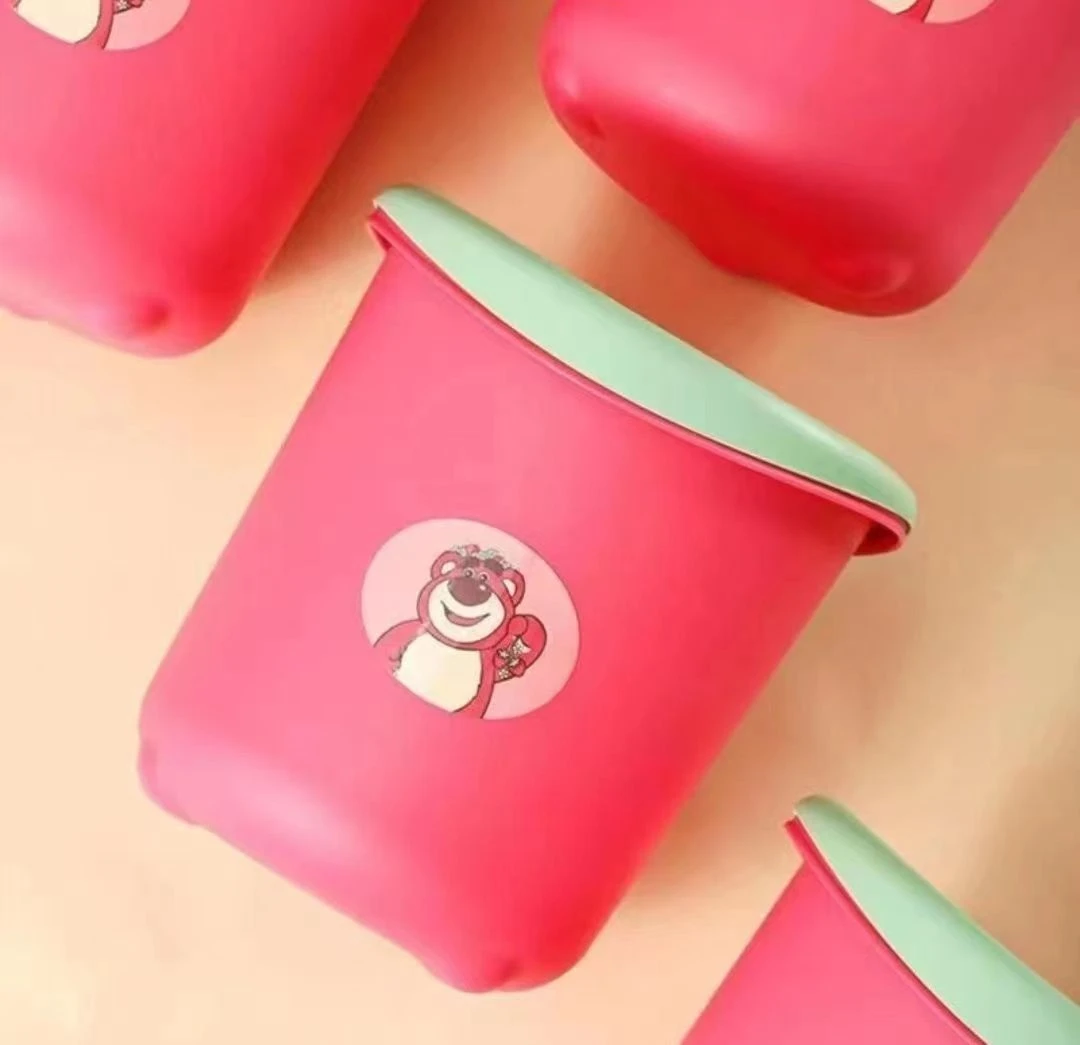 拍一发二卡通压圈垃圾桶草莓熊家用宿舍卧室卫生间加厚款可爱客厅