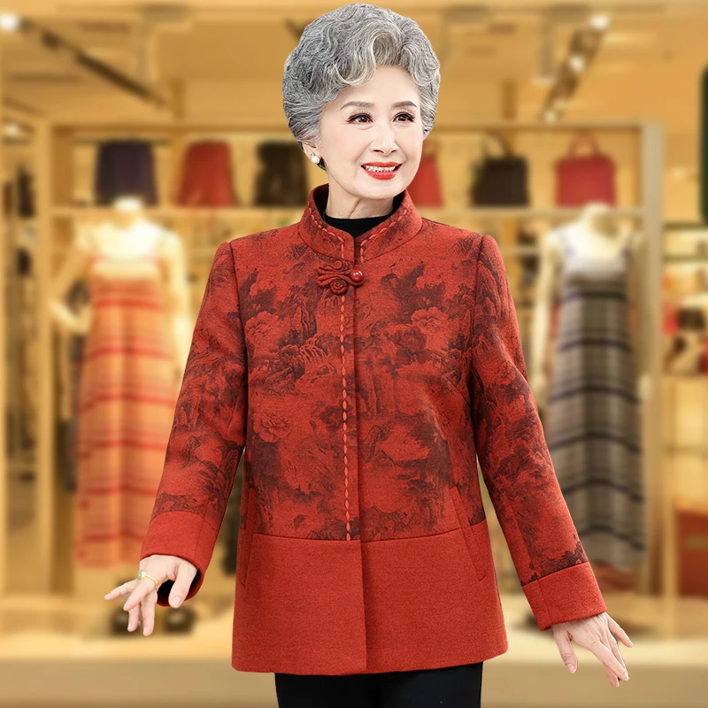奶奶春秋装外套女中老年秋装婚宴上衣老太太唐装60岁老人生日衣服