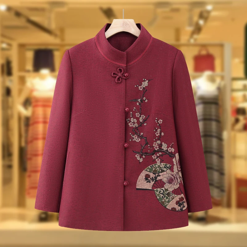 奶奶婚宴装中老年人春秋款外套女妈妈春装寿宴礼服老人太太唐装