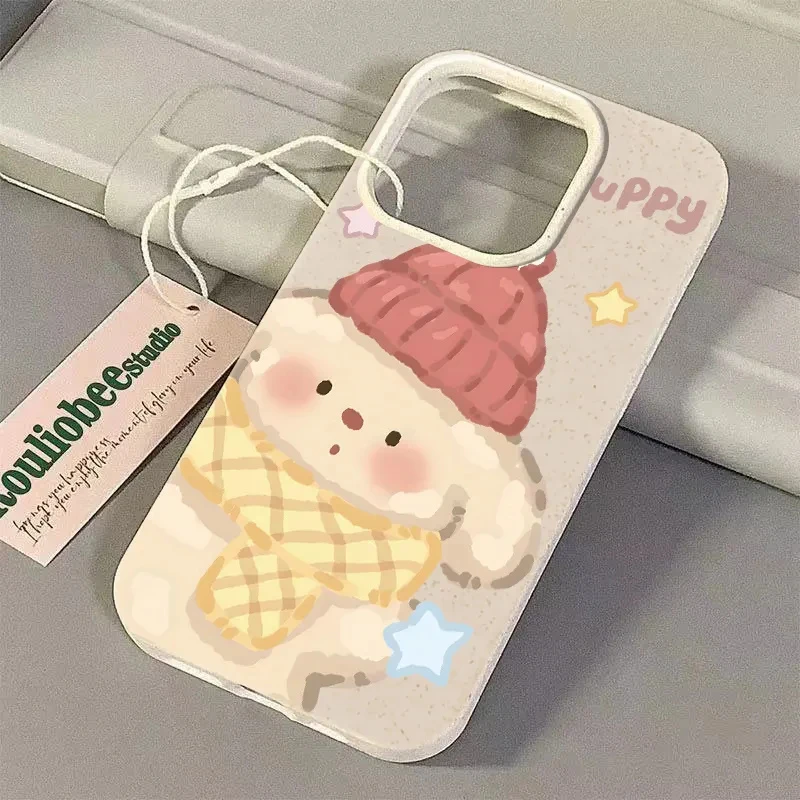 小黄狗苹果15/14/13小麦款软胶ins风个性肤感防摔新款xs/xr软壳11