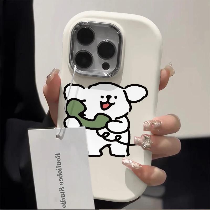 绿色电话小狗LY苹果15/14/13小胖墩防摔磨砂简约软胶xs/xr软壳11