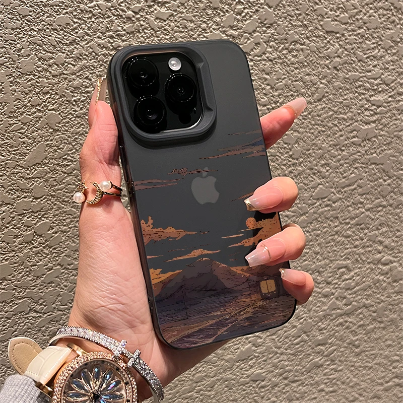 火车夕阳iPhone15/14手机壳13龙年元气壳软胶潮苹果13/12/11软壳