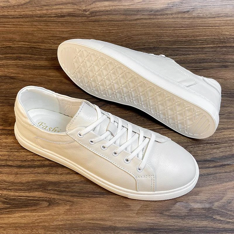 西装小白鞋秋季款2023新款真皮板鞋男士鞋子休闲白色男款软底男鞋