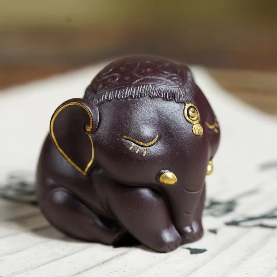 福气象宜兴紫砂纯手工茶宠摆件可养茶玩高档功夫茶具精品金蟾