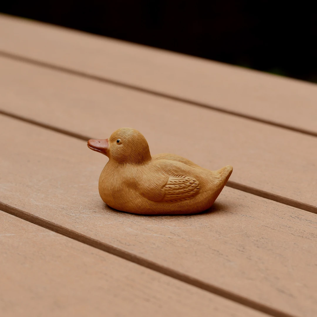 小黄鸭 宜兴紫砂纯手工茶宠摆件可养茶玩金蟾貔貅