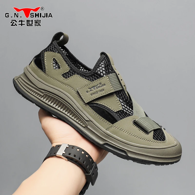 公牛世家2025年夏季新款凉鞋男士户外夏天外穿男款轻便透气两穿