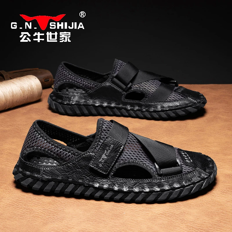 公牛世家2025年夏季新款凉鞋沙滩鞋男士休闲夏天男款透气百搭两穿