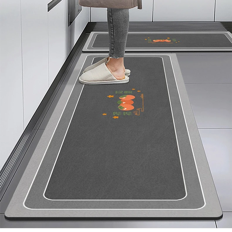 现代简约长条吸水吸油餐厅厨房专用防滑硅藻泥地垫吸水防滑垫