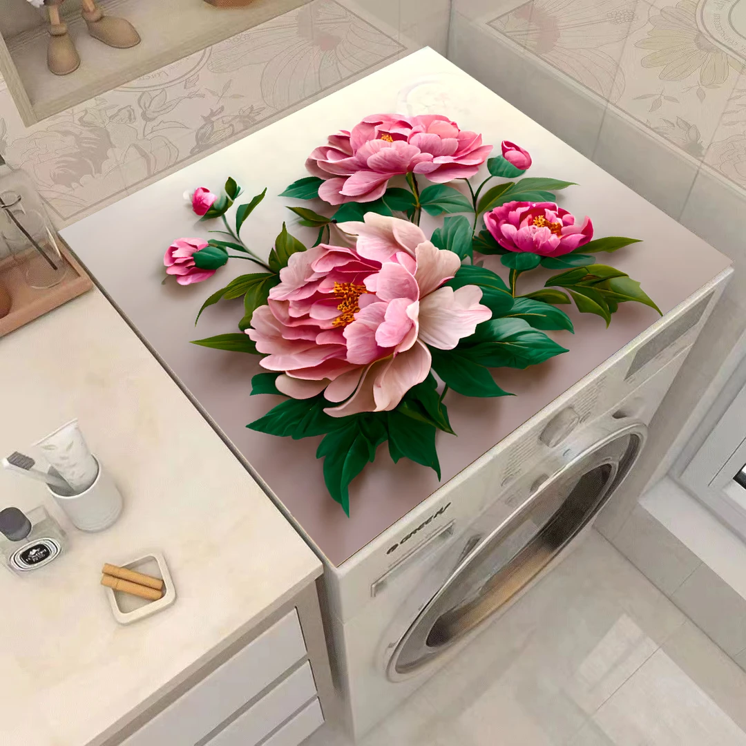 家用大花牡丹洗衣机吸水50cm*50cm方形硅藻泥免洗防水可水洗垫