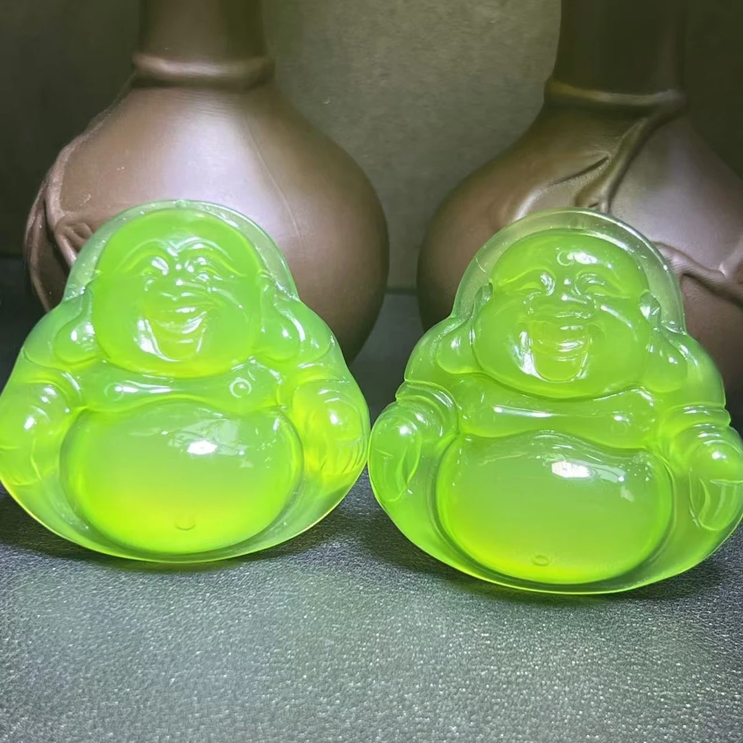 S7441-青碧冰芙蓉玛瑙绿佛公吊坠-配珠链-多样性发货只发一件