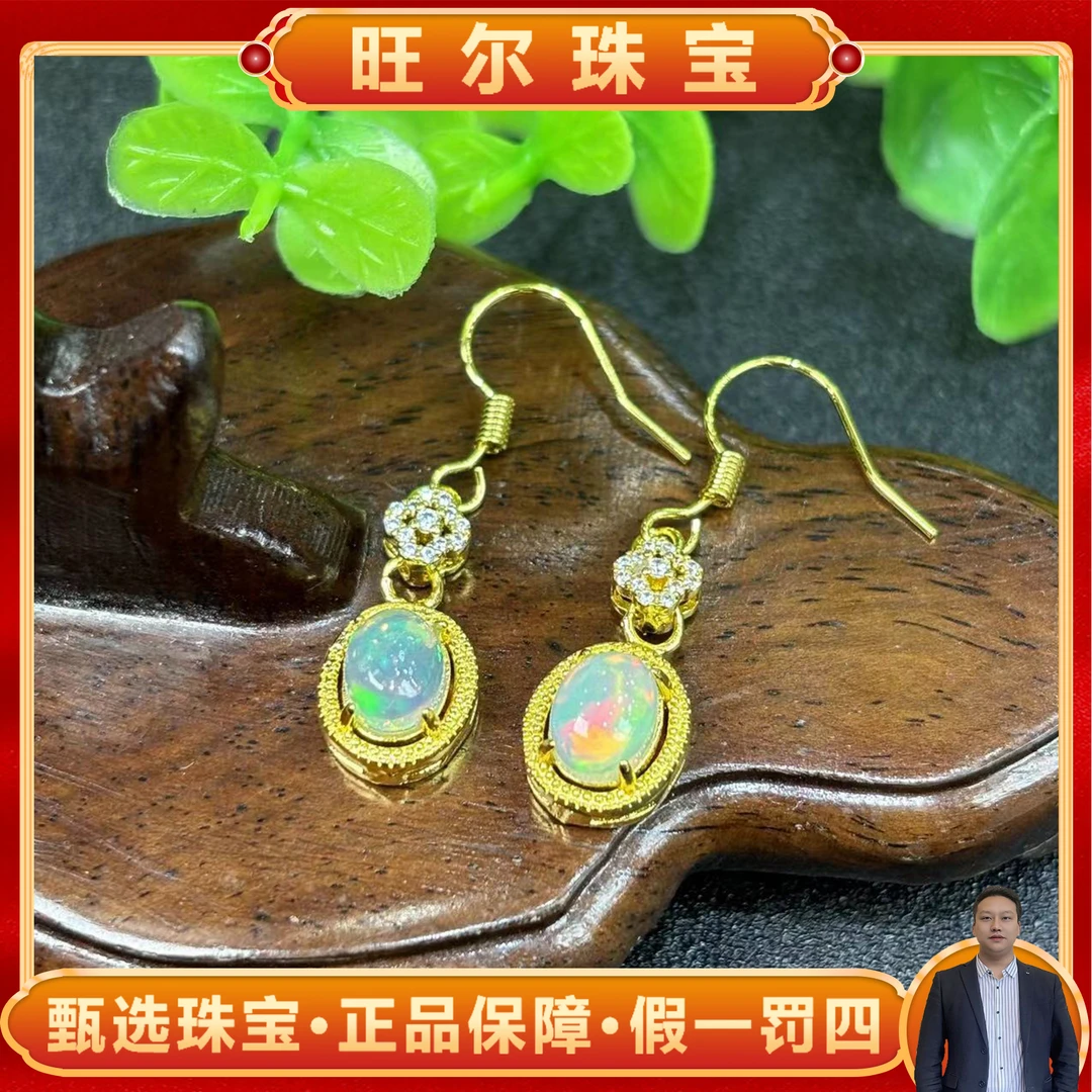 CT3454-五光十色幻彩欧泊耳钩一对-