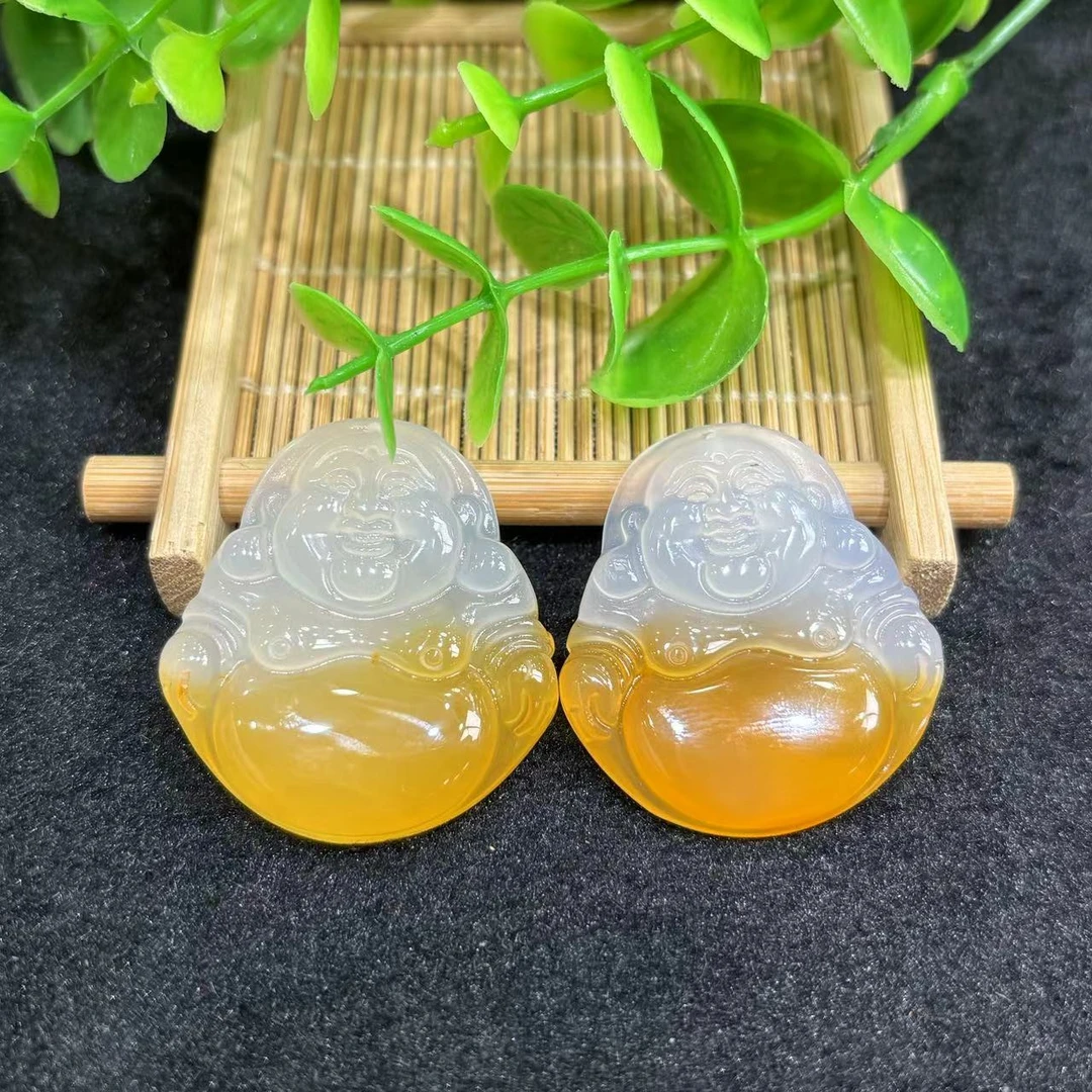 面面来财珠宝q-S7041-鸳鸯双色锦鲤玛瑙佛公-配珠链-多样只发一件