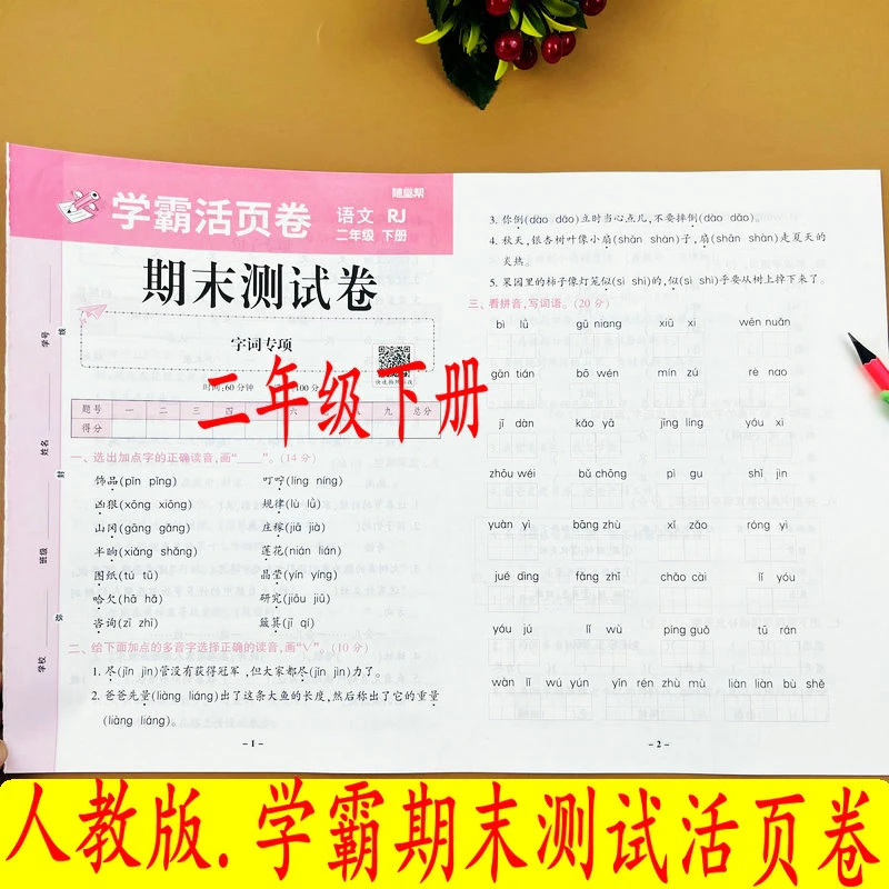 人教版二年级下册语文专项测试卷期末复习资料学霸活页试卷复习题