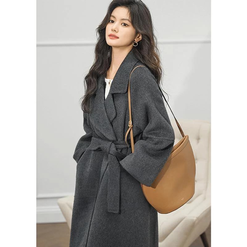 【暖冬密码】2024春秋冬慵懒风双面大衣长款宽松外套双面呢