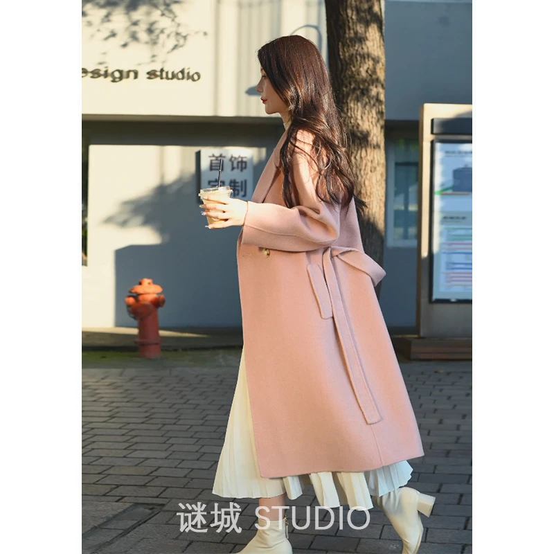 【纽约邂逅】2024春秋冬慵懒风双面羊毛大衣长款宽松外套成