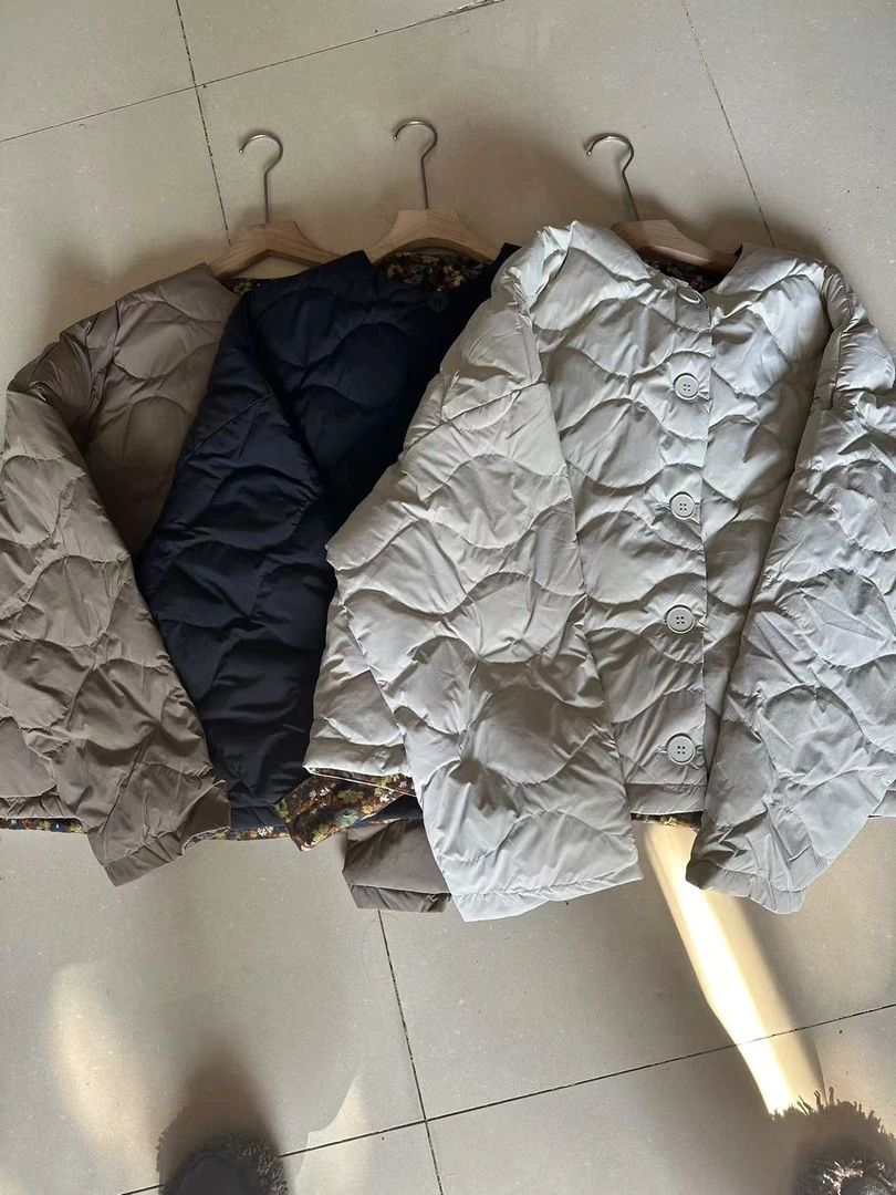 山茶服装店｜复古无领夹克双面穿秋冬保暖潮流外套洋气衣服女短款