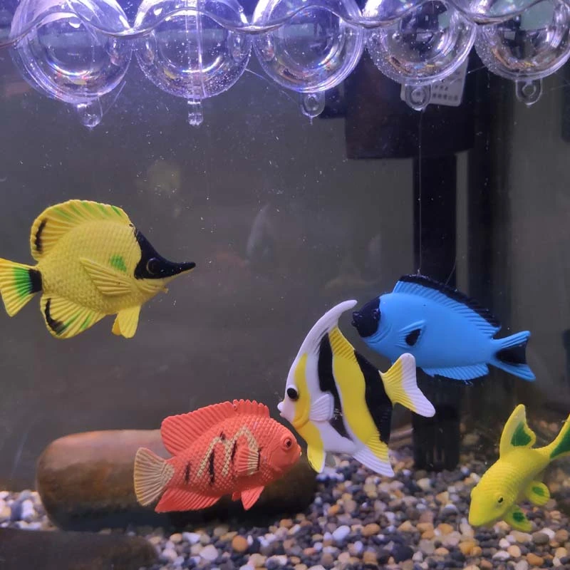 创意手工水族鱼缸漂浮热带鱼 仿真海洋动物造景悬浮金鱼