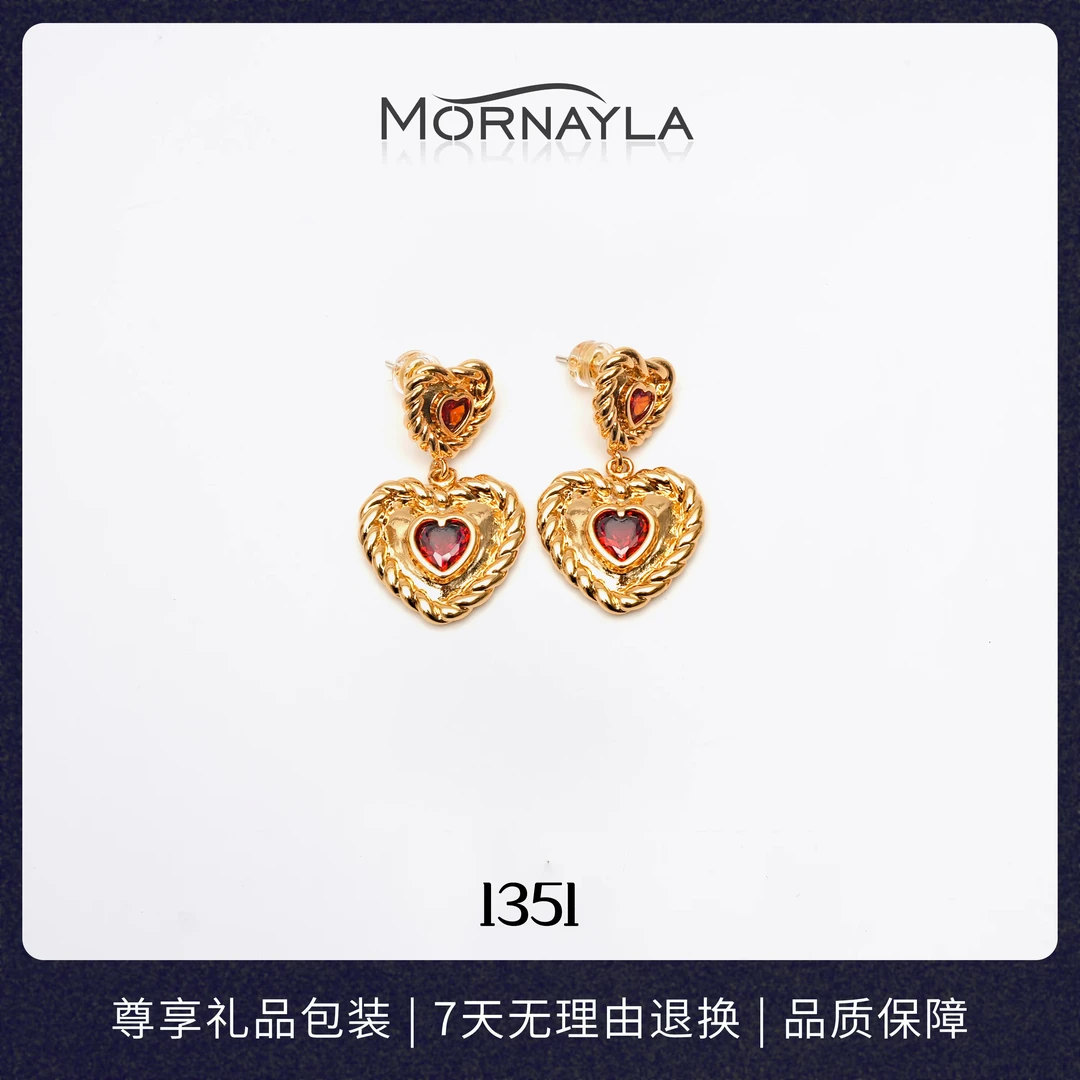 铜合金耳饰 #1351#气质轻奢时尚百搭法式小众彩色设计师