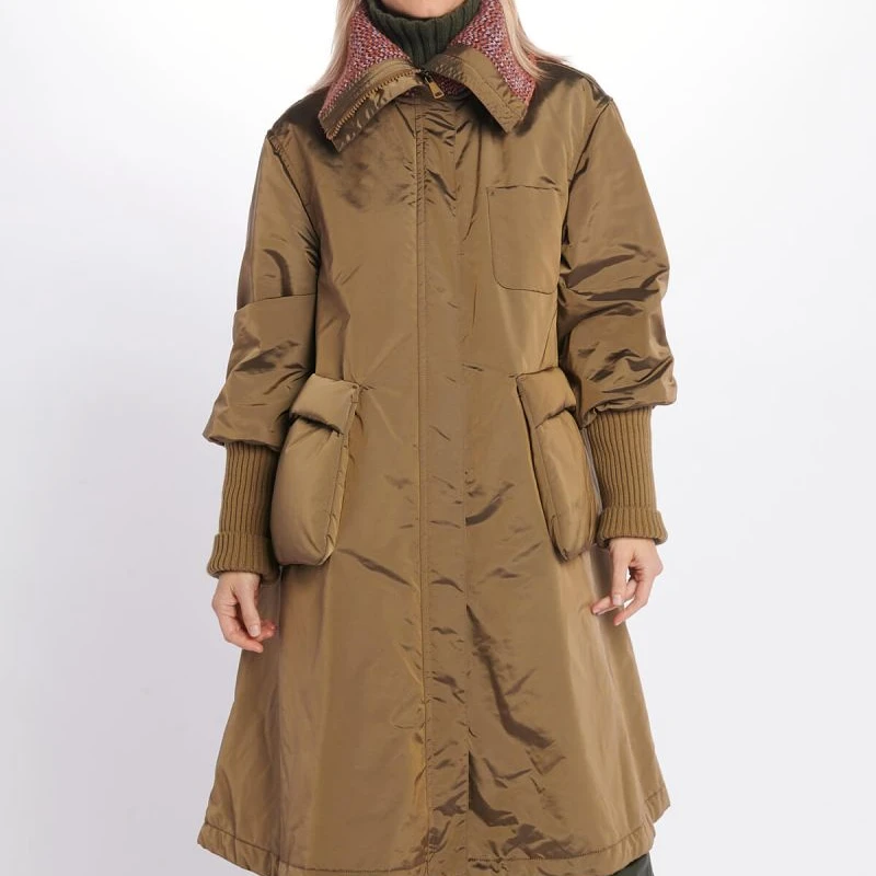 【263】无牌 女士长款A字版型棉服 羊毛填充