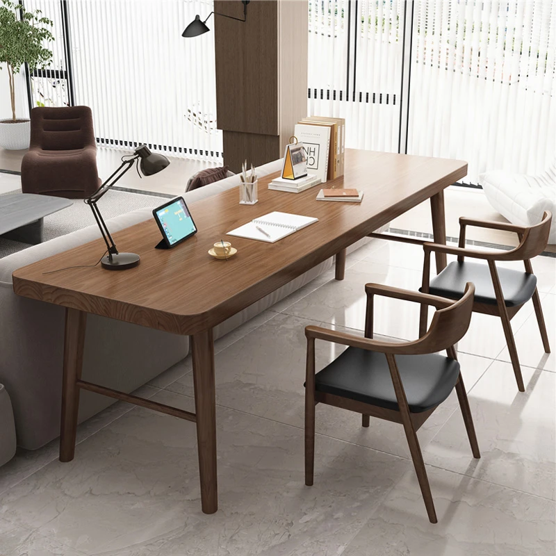 腾佑全实木书桌长条双人学习桌简约窄桌电脑桌办公桌子家用写字台