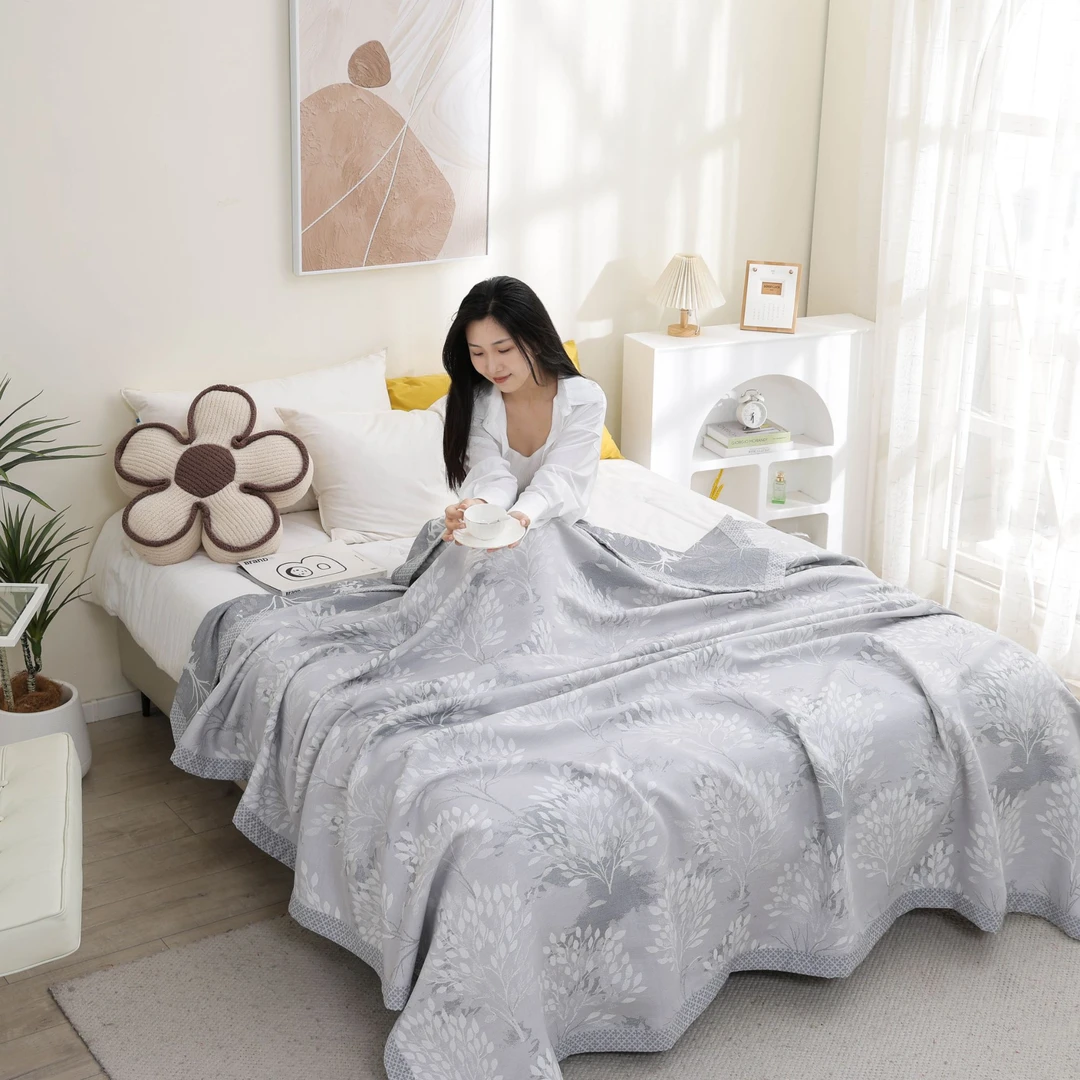 【丛林谜语D】2.4*2.5米加大意式奢华长绒棉盖毯