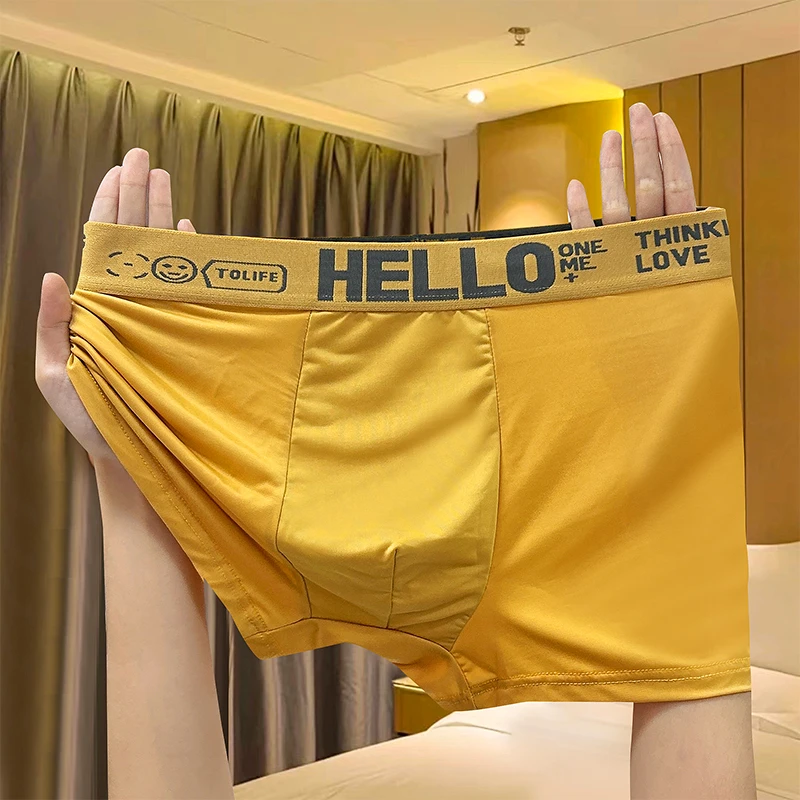 男士蕾丝内裤男款平角裤冰丝舒适夏季薄款透气爆款男生四角裤透明