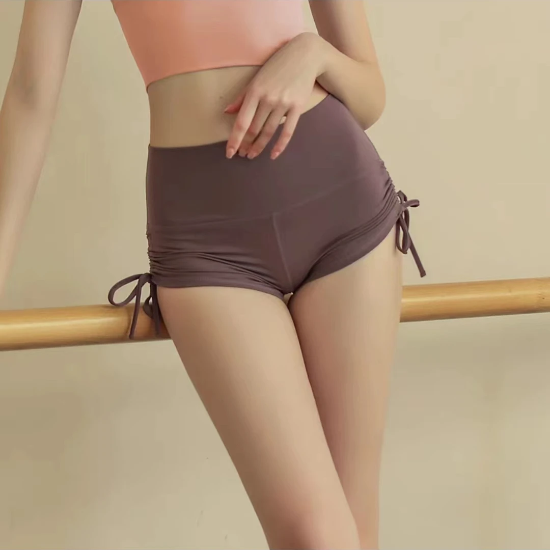 蜜桃臀运动短裤高腰紧身绑带瑜伽舞蹈爵士打底裤健身跑步裸感亲肤