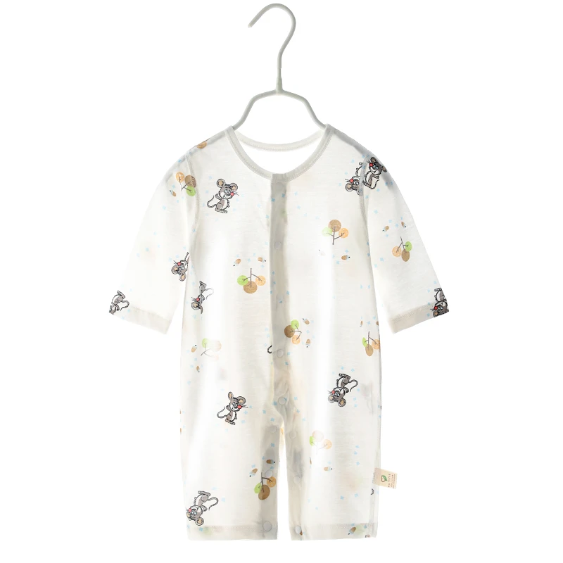 婴儿连体衣服夏季薄款男宝宝哈衣纯棉女睡衣夏天长袖新生幼儿夏装