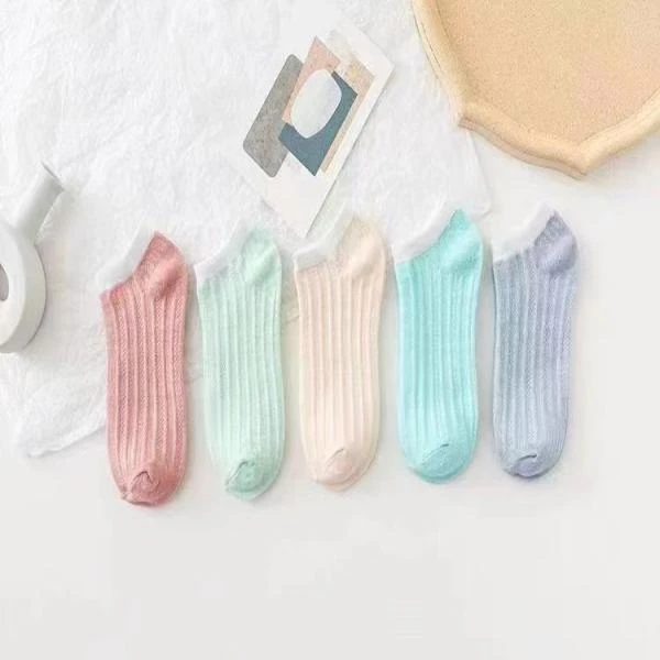 2023新款夏季百搭浅口薄款透气马卡龙短袜1双装纯色随机包邮袜子