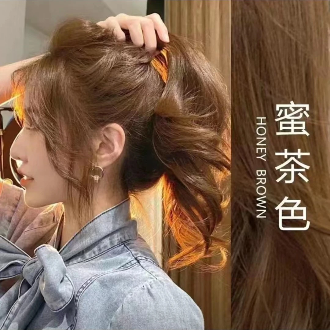 蜜茶棕色染发剂膏植物免漂流行发色推荐纯自己在家染头显白不伤发