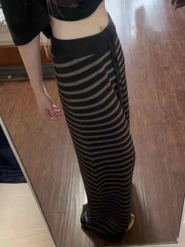 （1184）超绝松弛感经典款撞色条纹阔腿裤秋厚实保暖复古小众拖地裤
