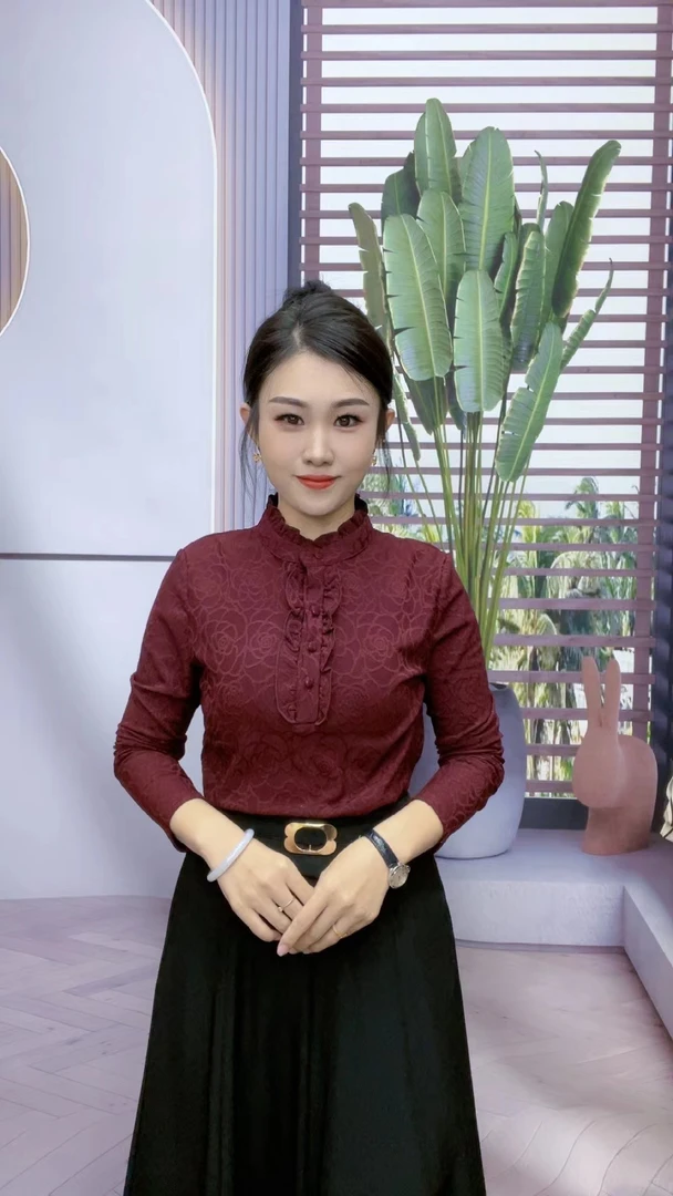 【涵舍衣橱】时尚显瘦长袖秋冬洋气新款女衬衣木耳领保暖慕斯绒衬衫