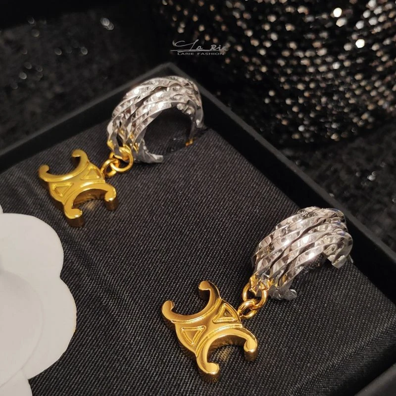 铜合金耳饰 KQ Fashion撞色编织纹耳圈小众耳钉中古KQEC0078