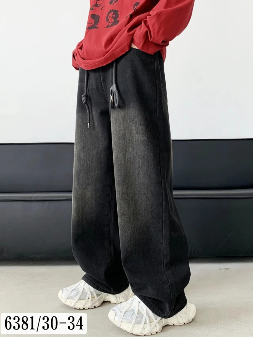 【6831款】青少年冬季加绒潮版时尚直筒牛仔裤30-34