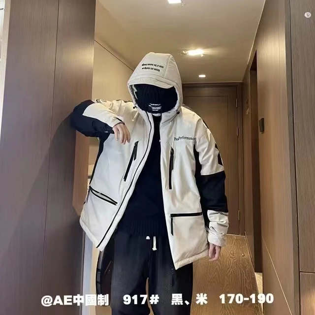 A917款冬季三色拼色青少年时尚潮版羽绒服外套