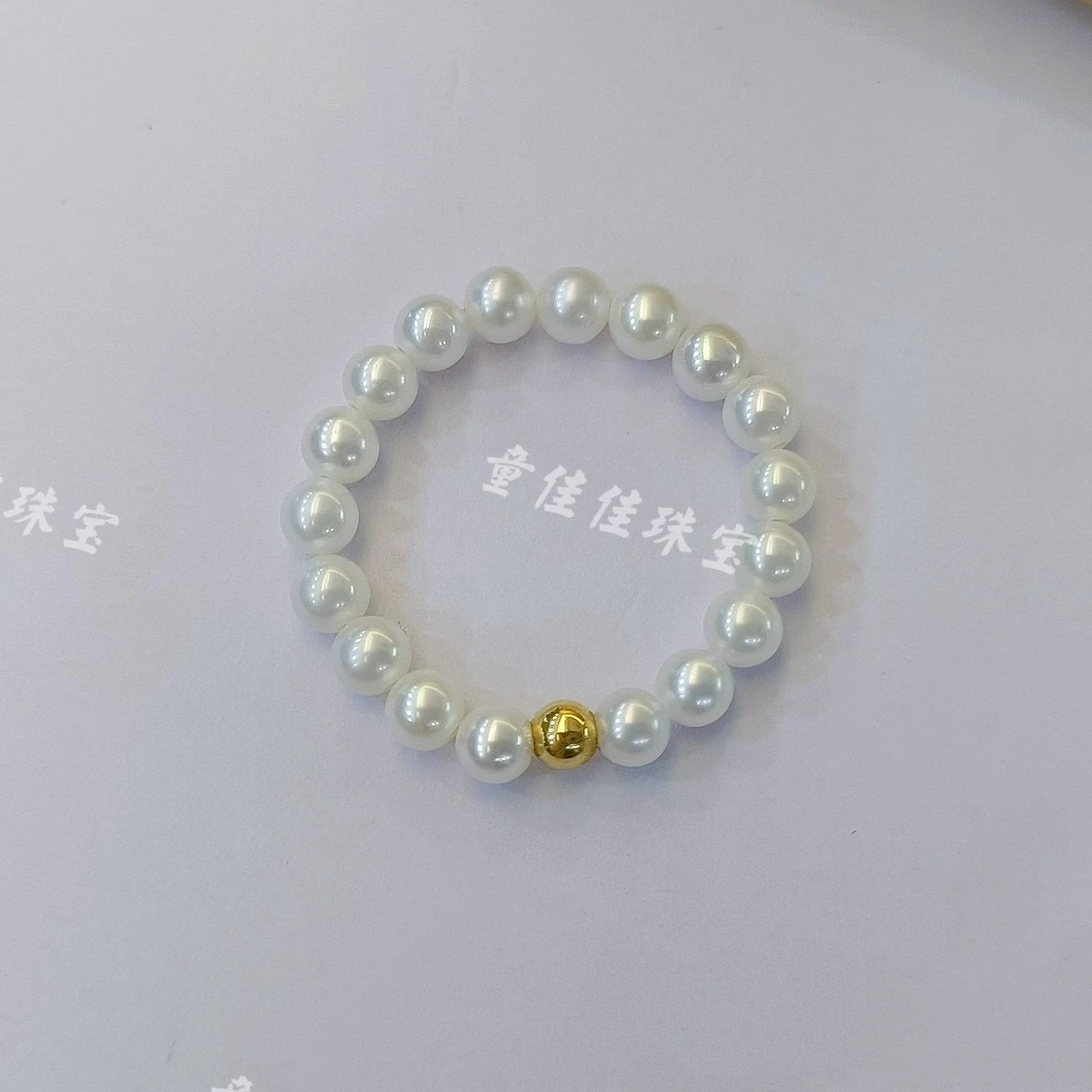 【佳佳补贴专享】18K 金豆  极光 小米珠戒指  淡水珍珠 非基地发货