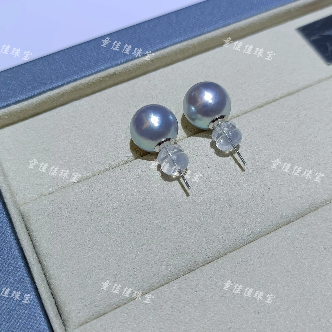 【佳佳精选】加粗18k金针  正圆强光 9-10mm 真多麻耳钉