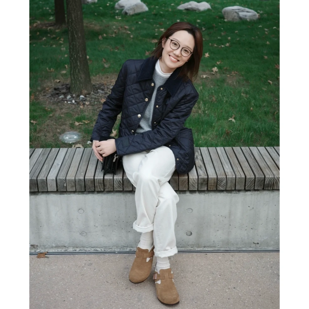 未使用 BURBERRY/博柏利 国现 灯芯绒领菱形绗缝夹克棉服 WT0090