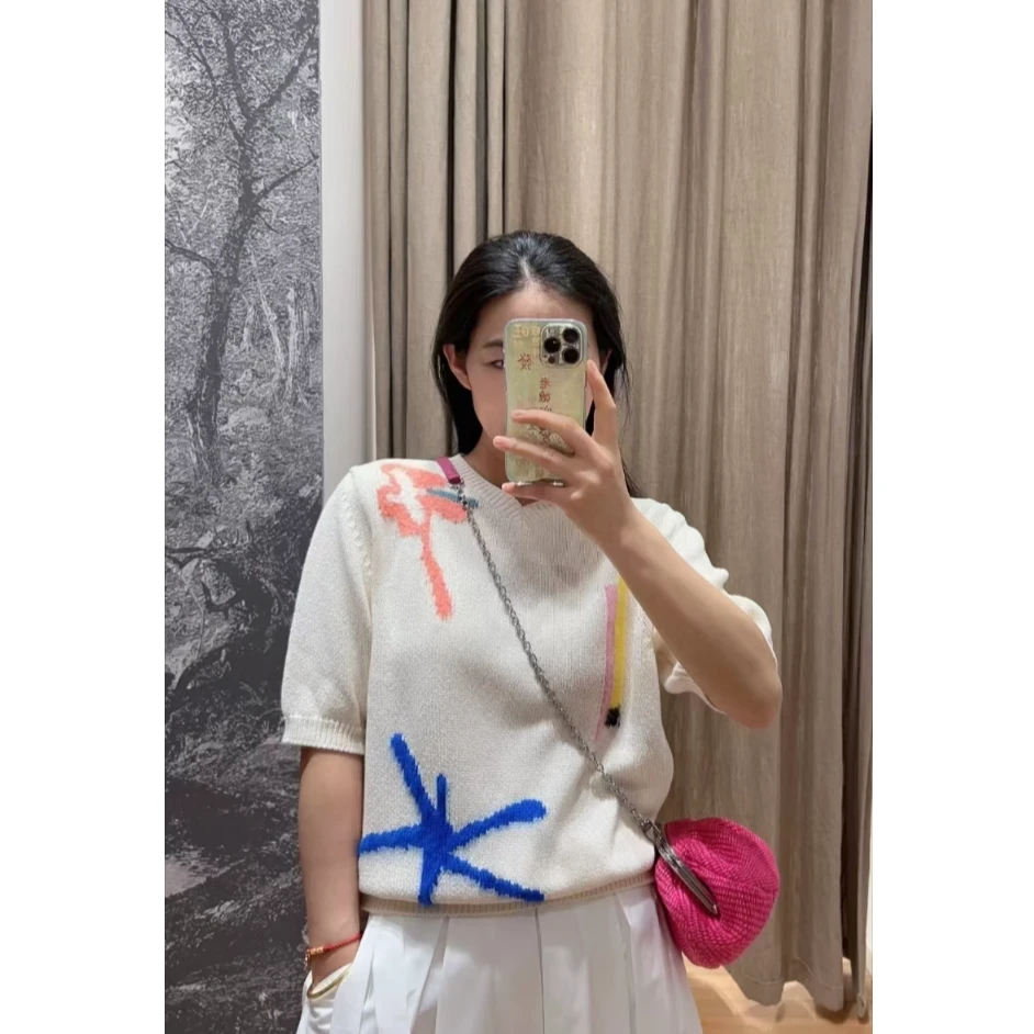全新未使用 MaxMara 国现 拼色时尚纯棉针织毛衣 TX0162