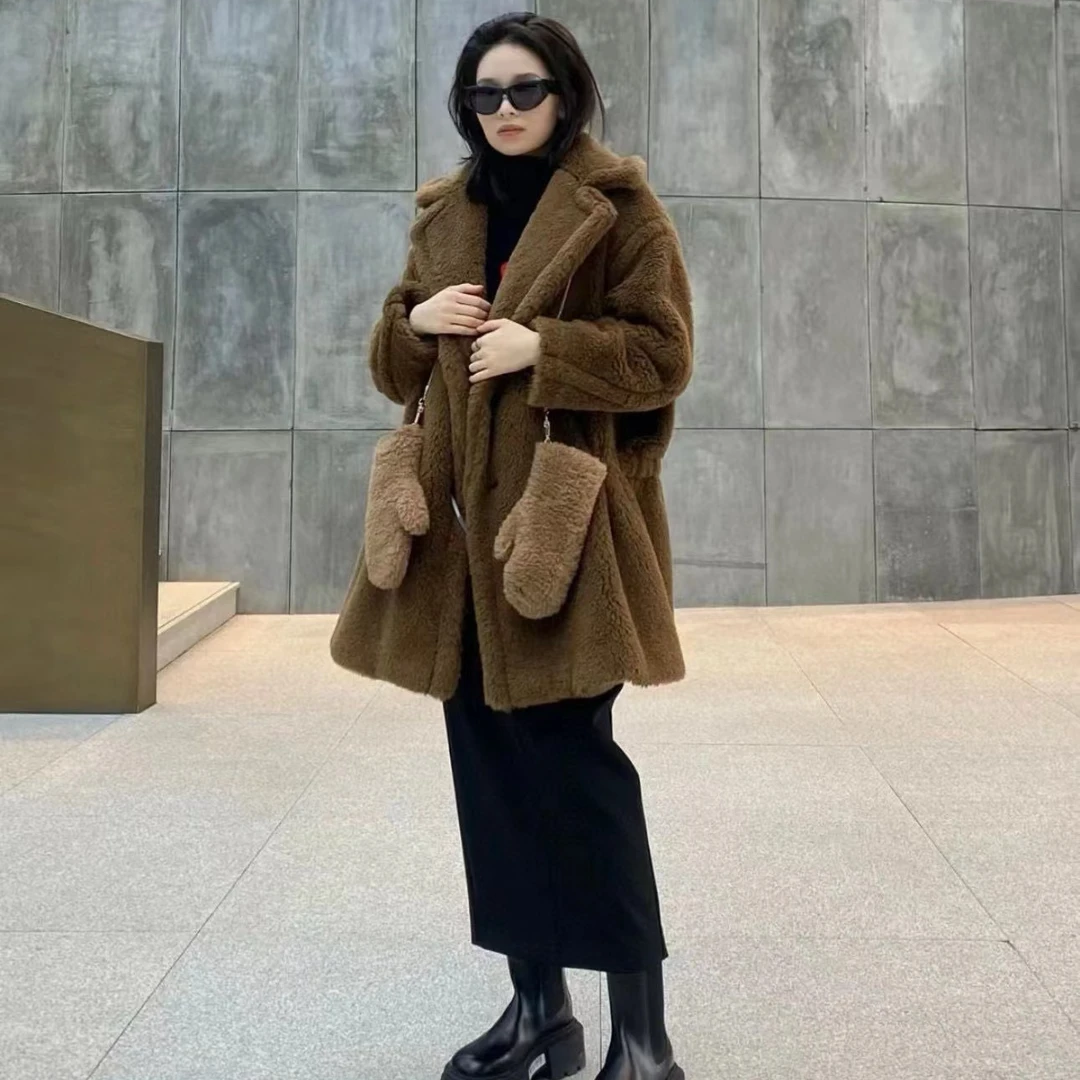 全新未使用 MaxMara 国现 主线 中长款羊驼绒泰迪大衣外套 NEBULA