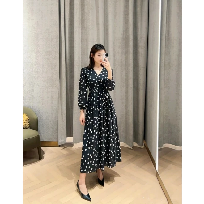 全新未使用 MaxMara 国现  优雅时尚百搭波点印花连衣裙 CQ0051