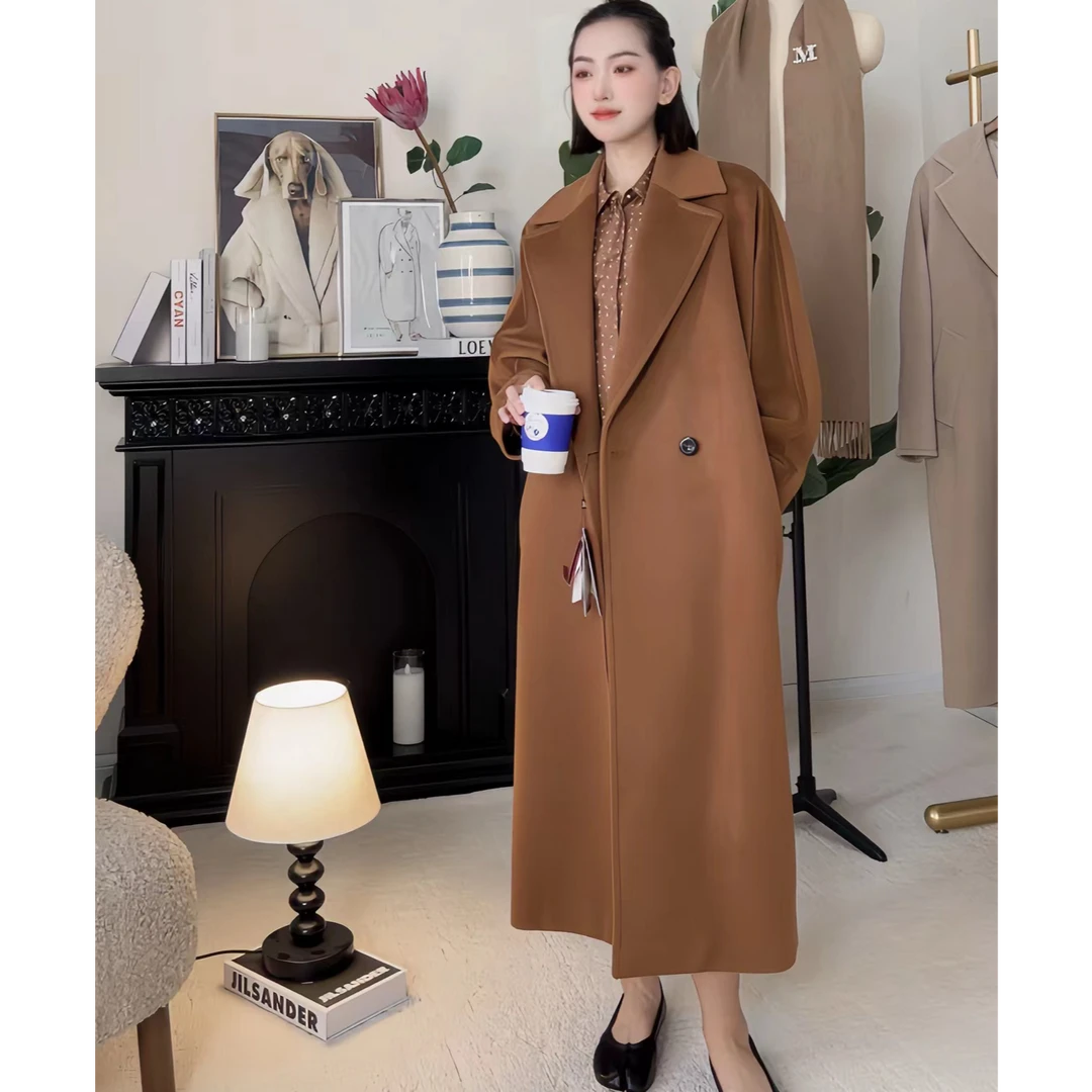 未使用 MaxMara 国现 时尚长款双排扣羊毛大衣 DY0040